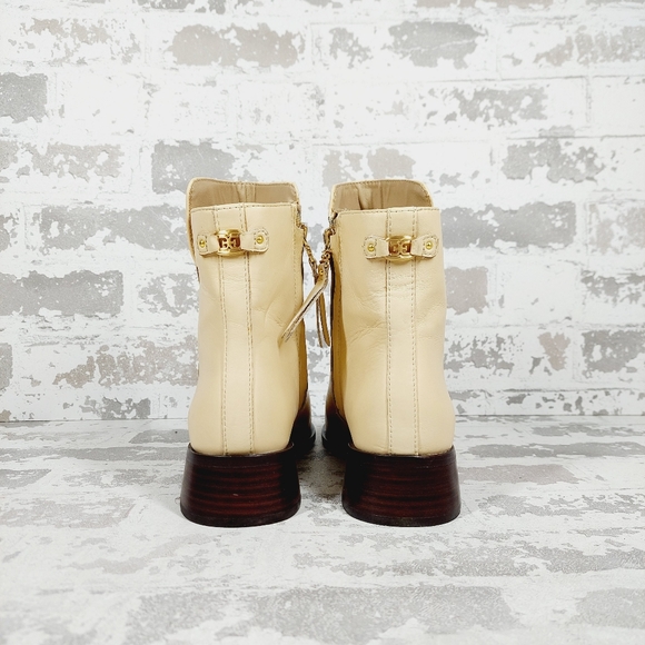 NEW Sam Edelman Women's Thatcher Ivory Leather Ankle Boots i257 - Picture 4 of 10